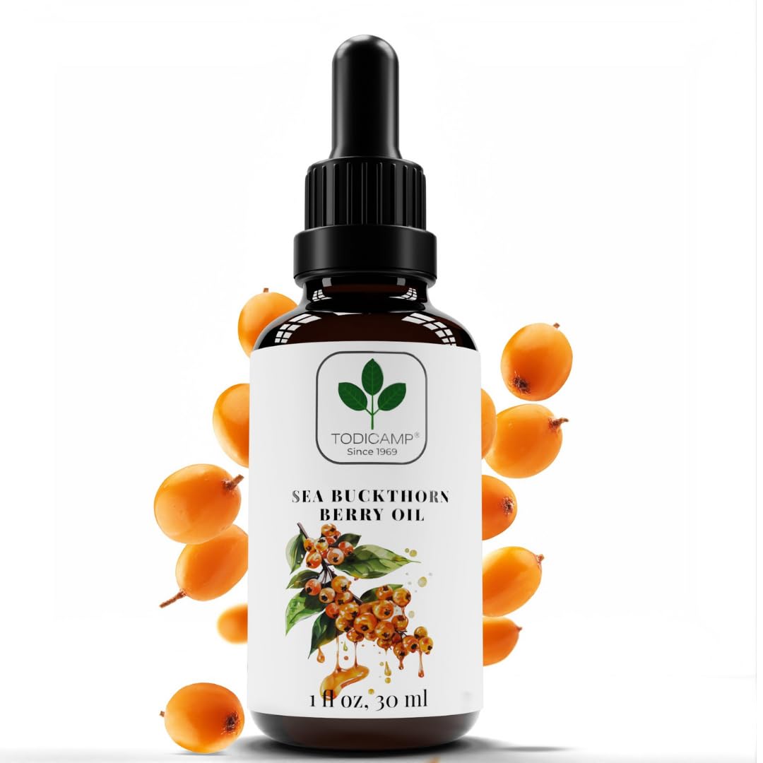 TODICAMP Sea Buckthorn Oil bottle showing omega-7 rich formula for skin vitality