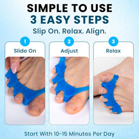  ToeSet used during yoga stretches emphasizes flexible toe movement.