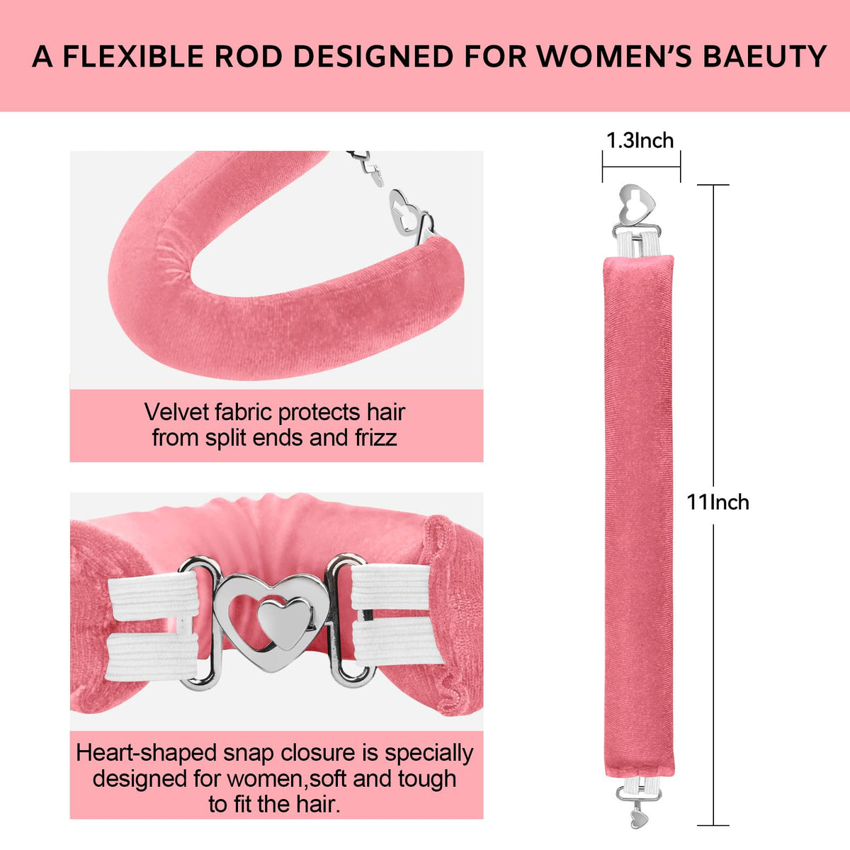 Togayu heart-shaped velvet rollers with secure hook-and-lock design for night use.