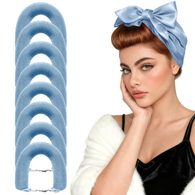 Togayu heatless curls overnight blue set pack showcasing the seven-piece kit for long hair.