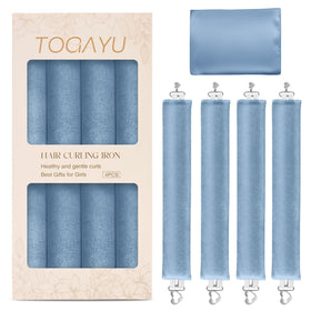 Togayu heatless curls overnight set blue roller close-up, plush velvet for comfortable snag-free sleep.