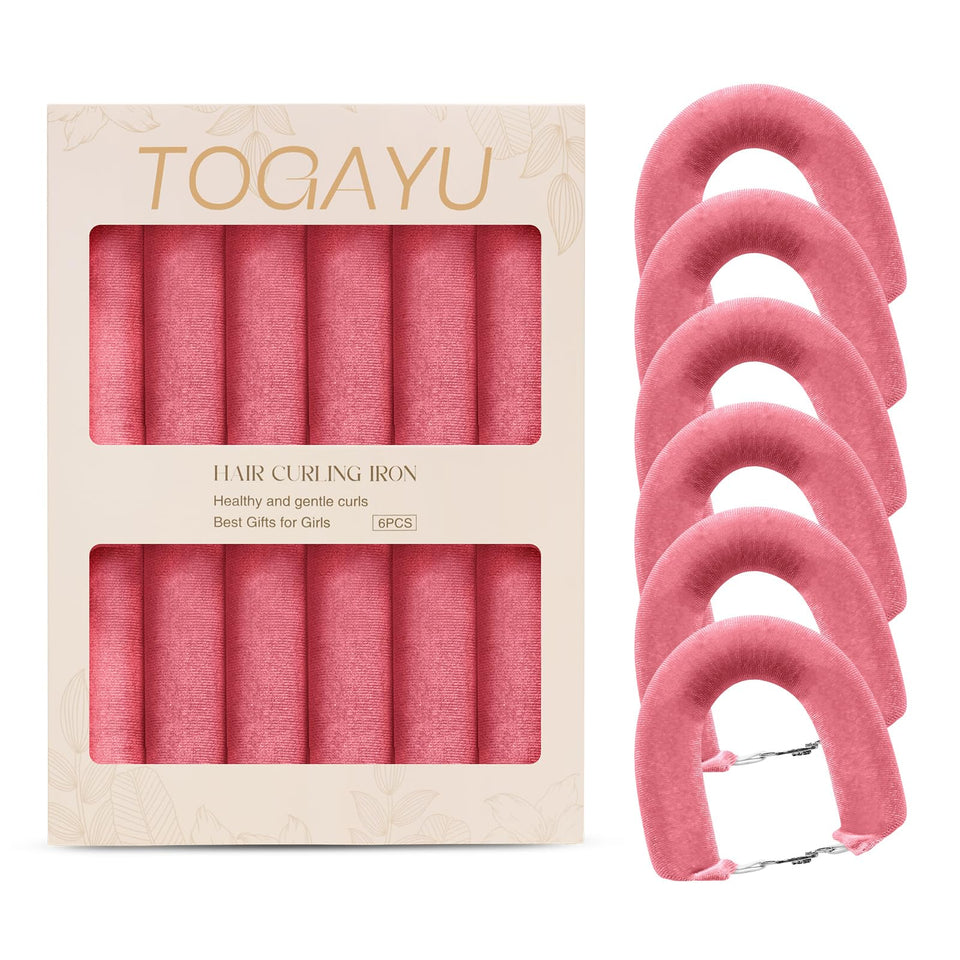Togayu heatless curls overnight set heart-shaped rollers close-up showing plush velvet for gentle styling.
