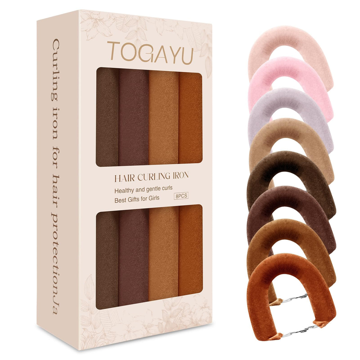 Togayu heatless curls overnight set packshot with velvet rollers for damage-free styling.