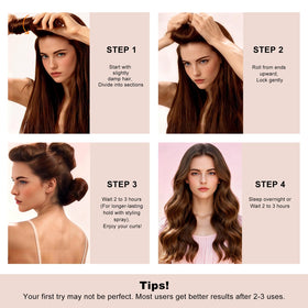 Togayu overnight-wear rollers on long textured hair for heat-free definition