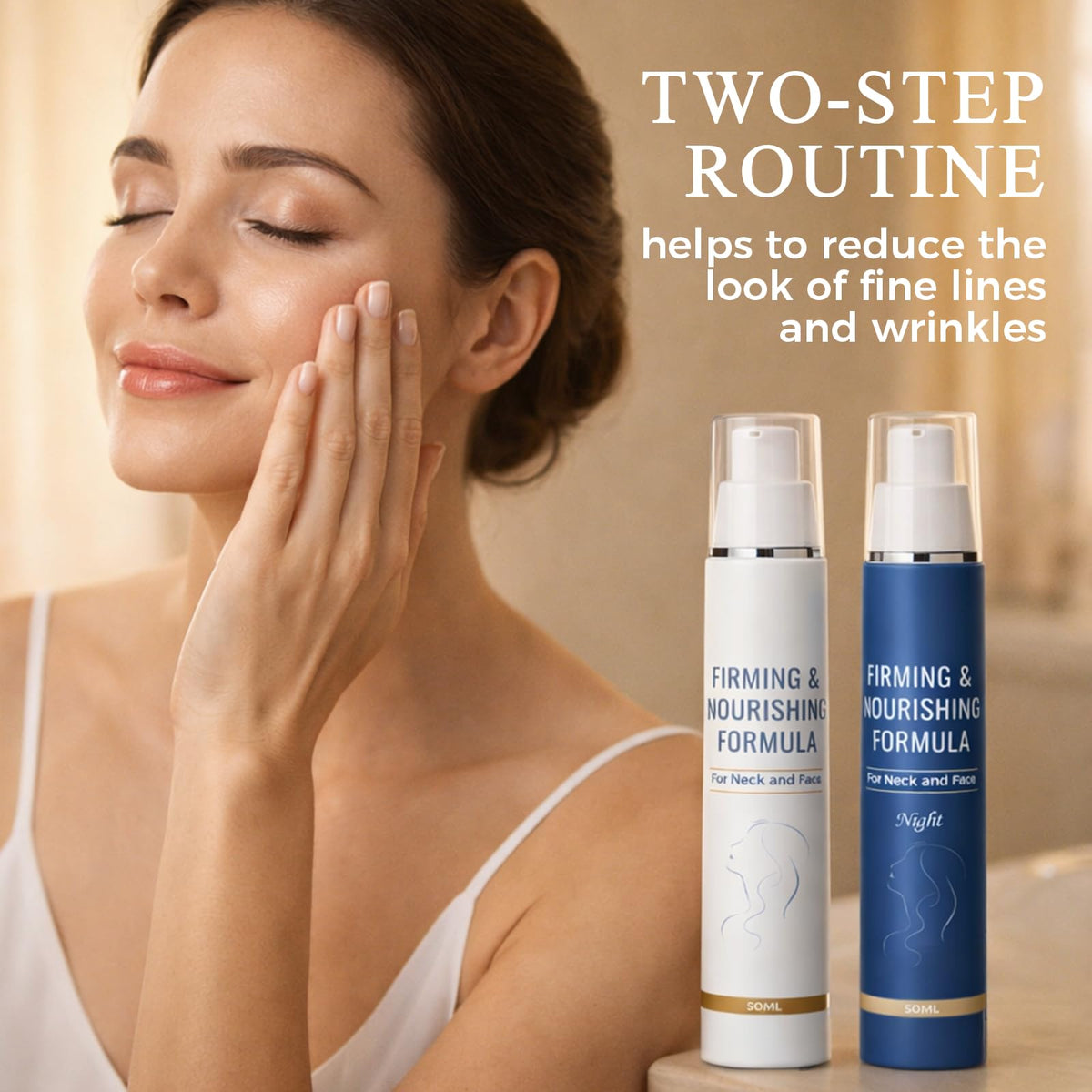 TOGOLIUN Chelsea Cream on neck during application suggesting firming use