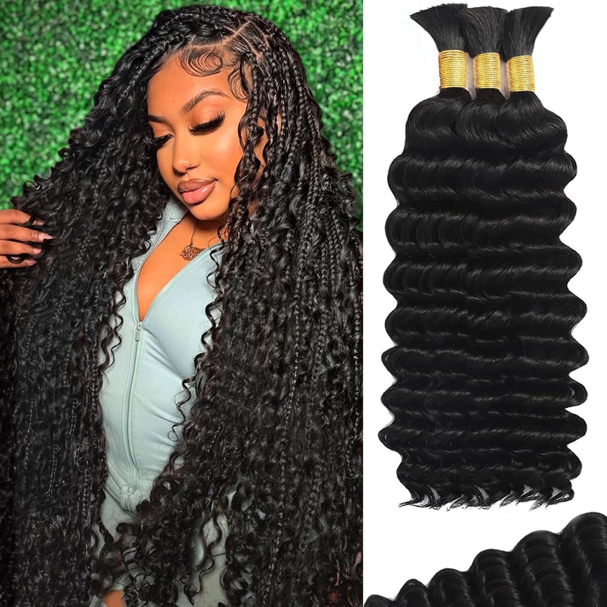 TOIJOI human braiding hair with deep-water wave texture for natural 20-inch braids