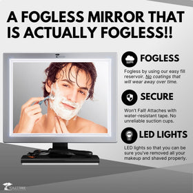 ToiletTree Deluxe LED shower mirror anti-fog provides clear grooming in steamy bathrooms.