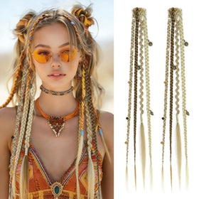 Toilswirl boho dreadlock clip-in braids with charms add instant festival-ready texture.