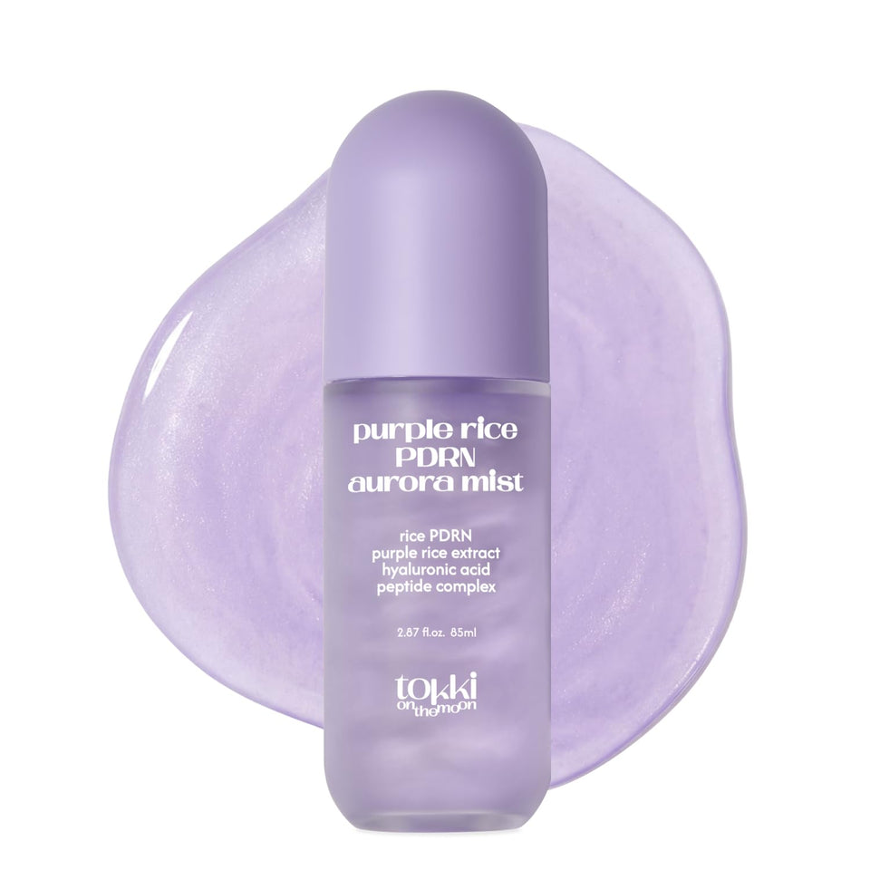 tokki on the moon Purple Rice PDRN Aurora Mist bottle for on-the-go hydration
