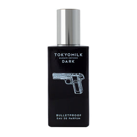 TOKYOMILK Dark Bulletproof bottle front view, unisex fragrance suitable for evening or daily wear.