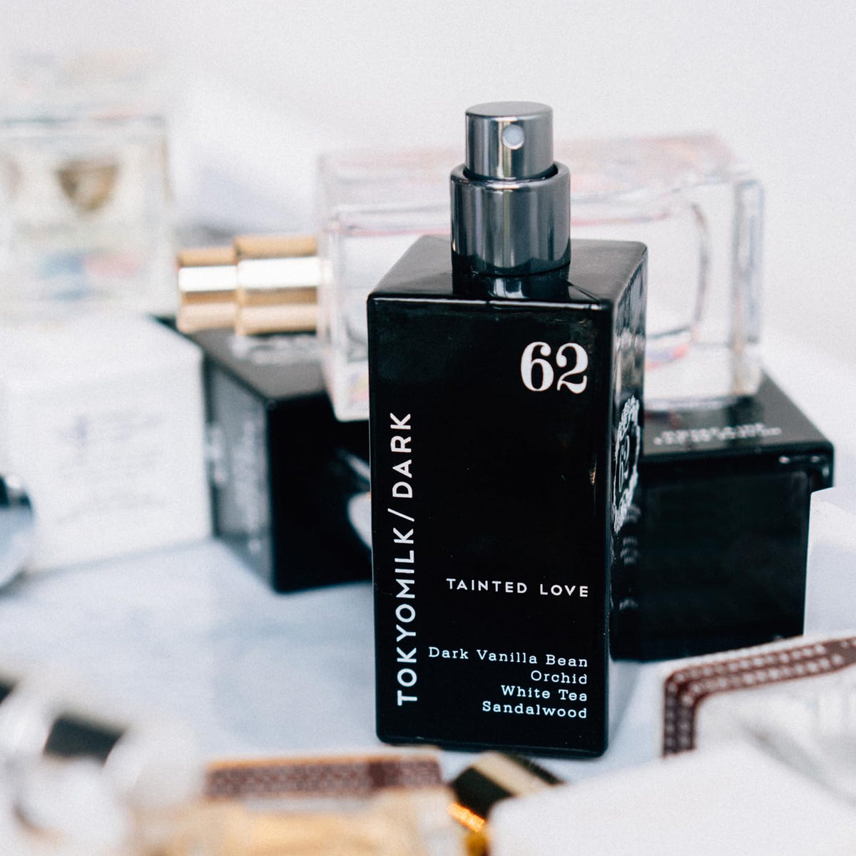 TOKYOMILK Dark Tainted Love label detail highlights brand elegance