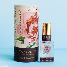 TOKYOMILK Gin & Rosewater bottle close-up showing glass finish for daywear.