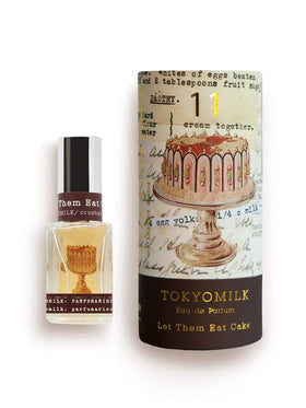 TOKYOMILK Let Them Eat Cake bottle front view, elegant design for special occasions