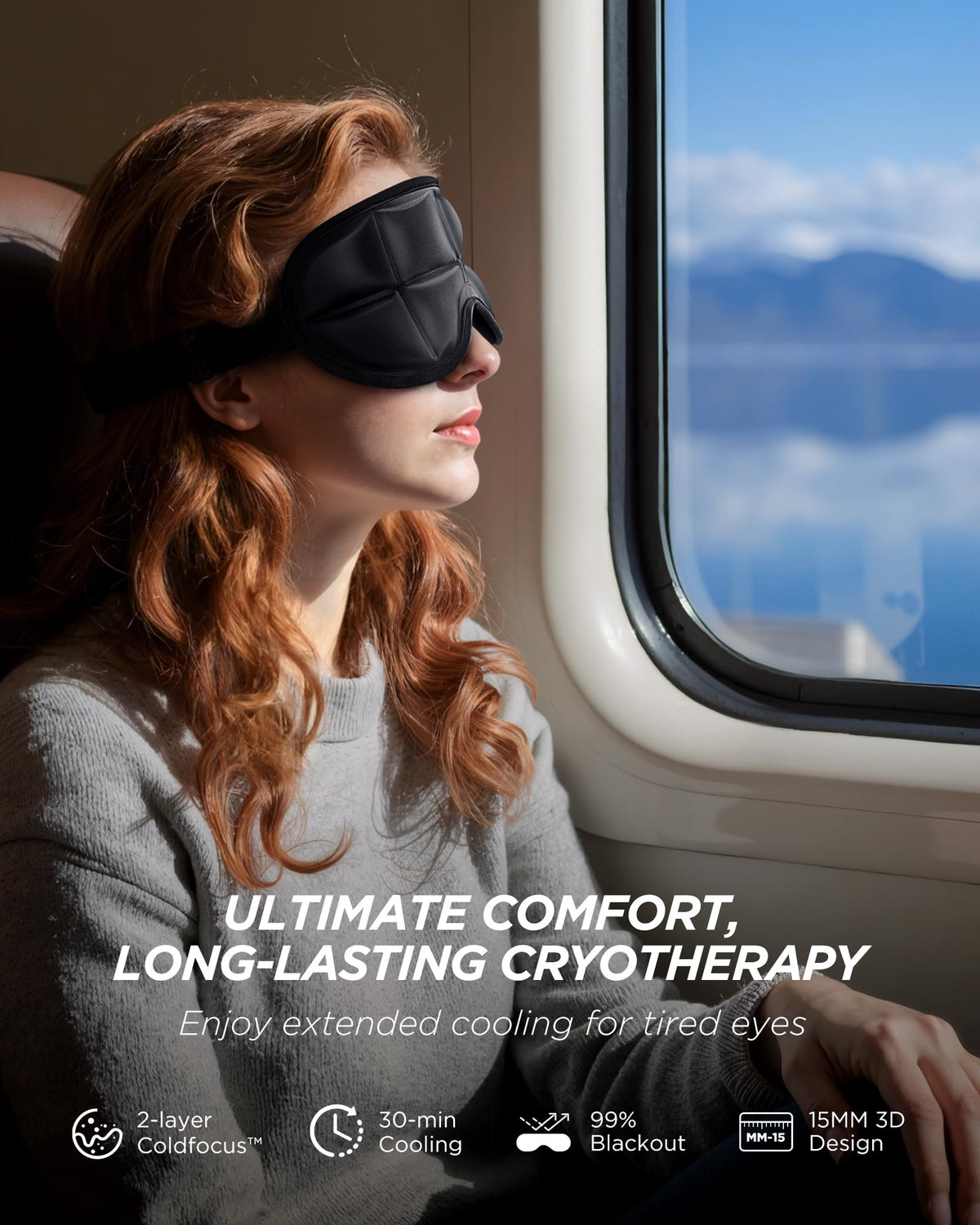 Tolaccea hot-cold eye mask therapy for migraine relief and soothing warmth.