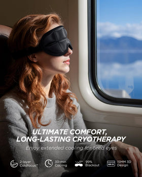 Tolaccea hot-cold eye mask therapy for migraine relief and soothing warmth.