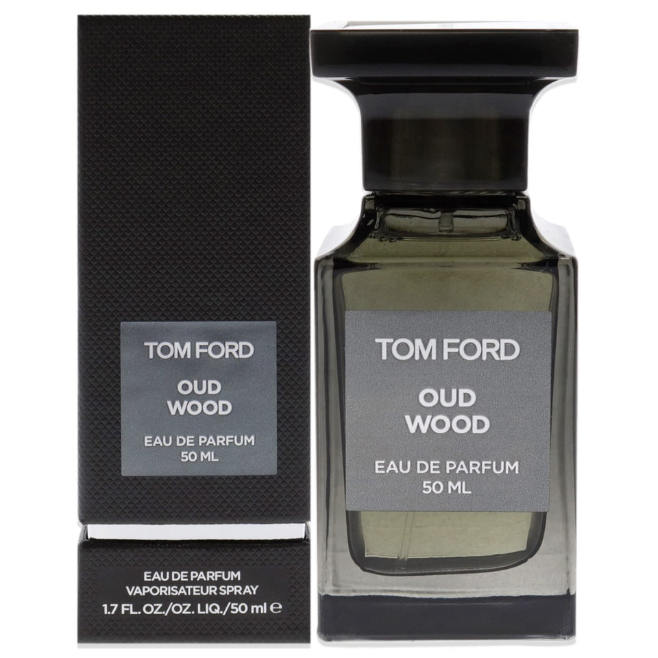 Tom Ford Oud Wood bottle showcases the luxurious Private Blend aroma for evening wear