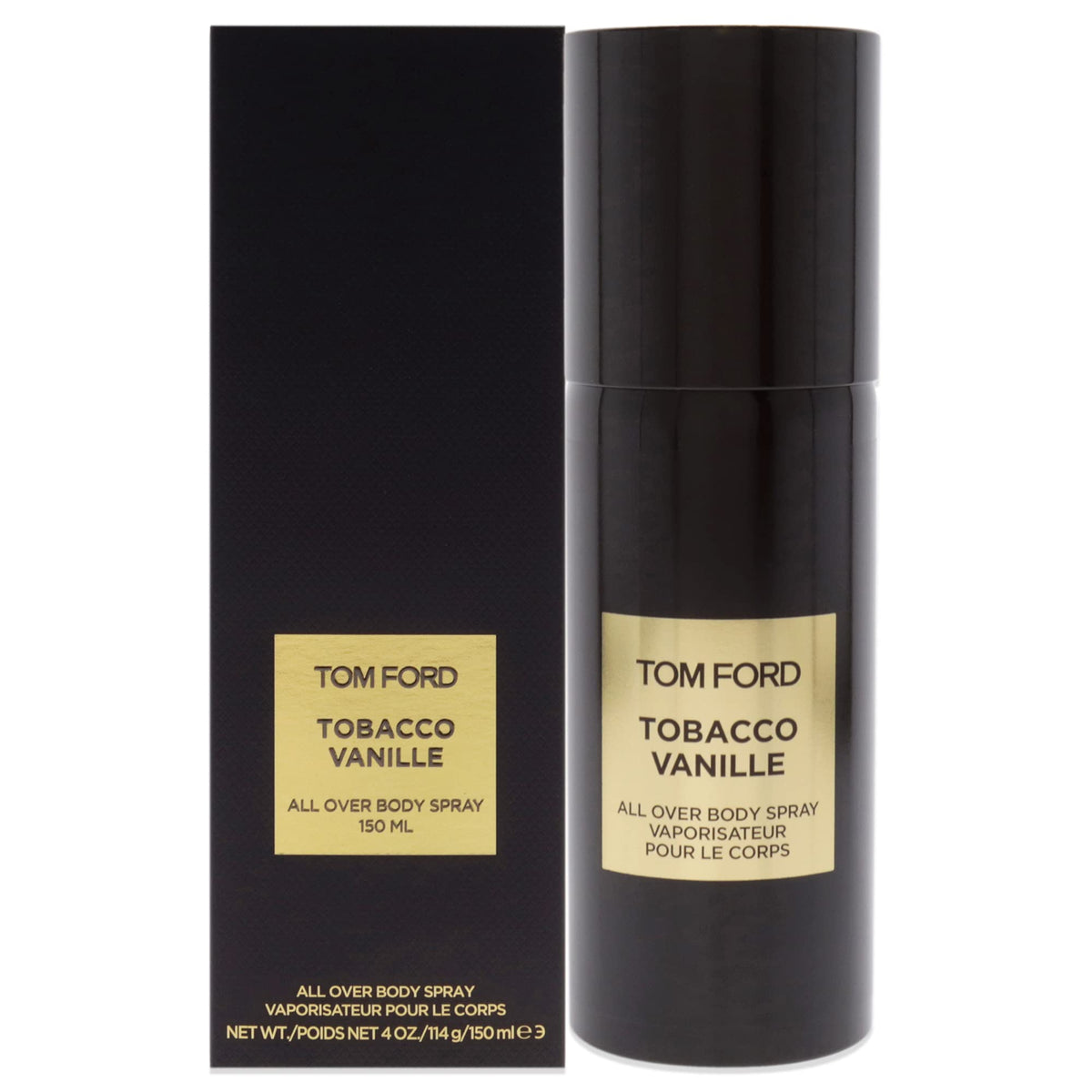Tom Ford Tobacco Vanille body spray bottle highlights premium packaging and iconic scent.