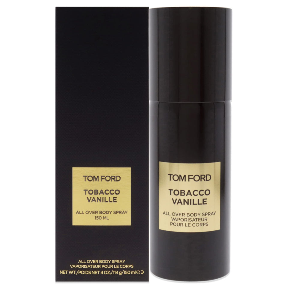 Tom Ford Tobacco Vanille body spray bottle highlights premium packaging and iconic scent.