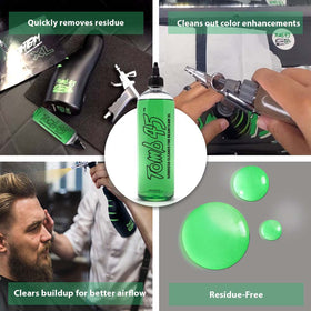 Pouring Tomb45 cleaner with splash-free design for mess-free maintenance