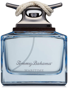 Tommy Bahama Maritime Journey bottle front with sea-blue tint for everyday island-inspired fragrance