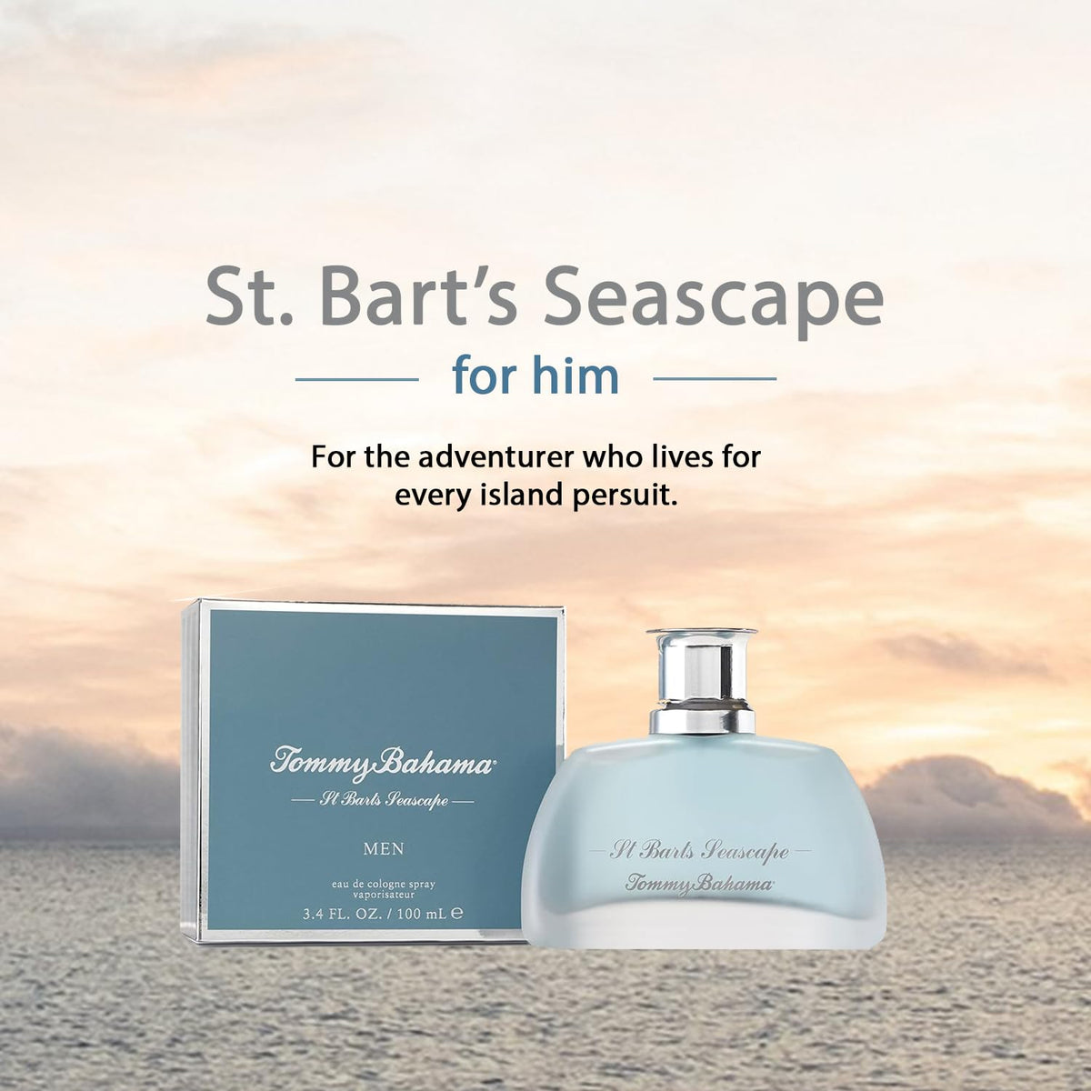 Tommy Bahama St. Barts Seascape bottle pour closeup of premium fragrance
