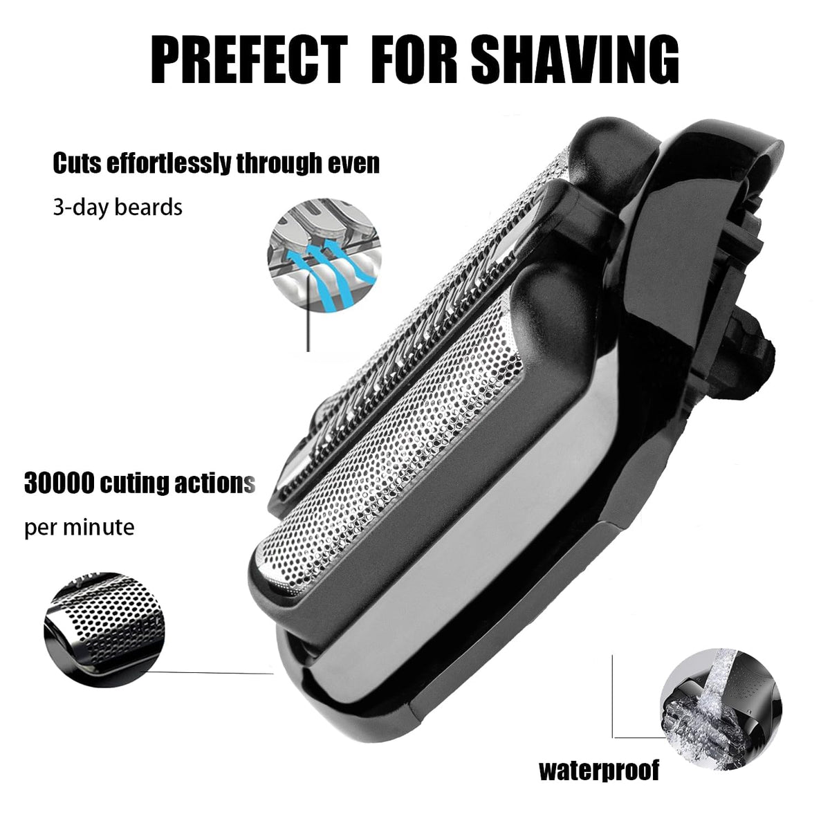 Razor not included; replacement head maintains shaver performance