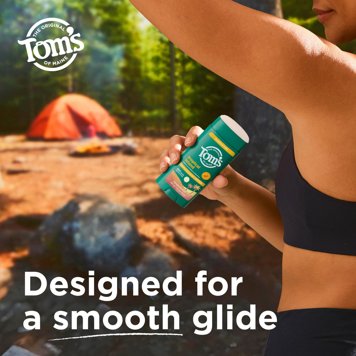 Dermatologist-tested Tom's of Maine deodorant packaging label.