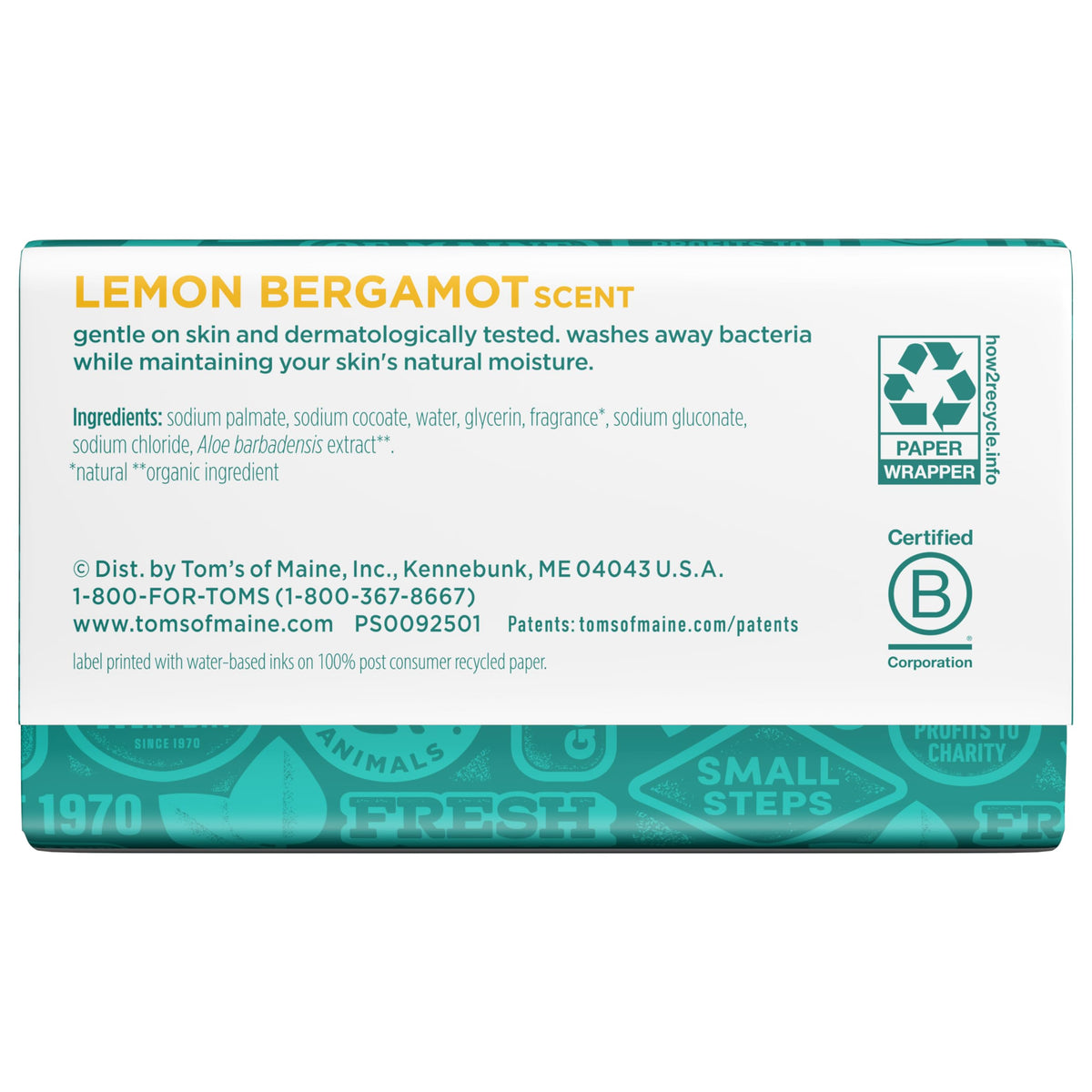Tom's of Maine bergamot soap leaves skin smooth after washing.