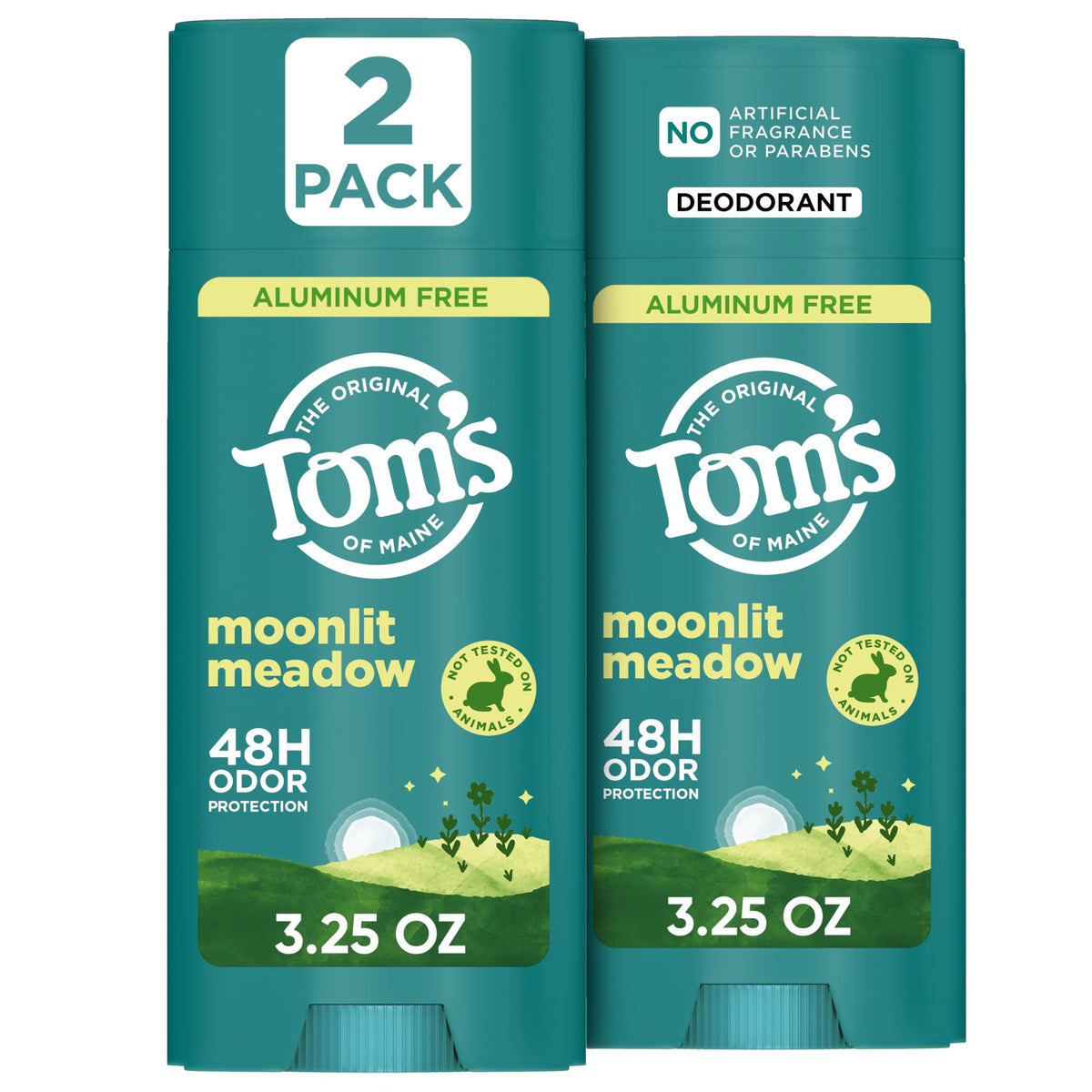 Tom's of Maine Moonlight Meadow deodorant 2-pack for natural, long-lasting odor protection.