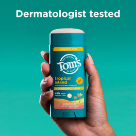 Container made from 100% recycled plastic for Tom's of Maine deodorant.