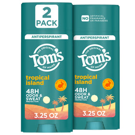 Tom’s of Maine Tropical Island stick front view promoting all-day freshness.