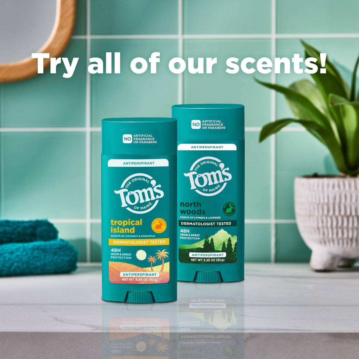 Scent of tropical island invites energetic daily routines.