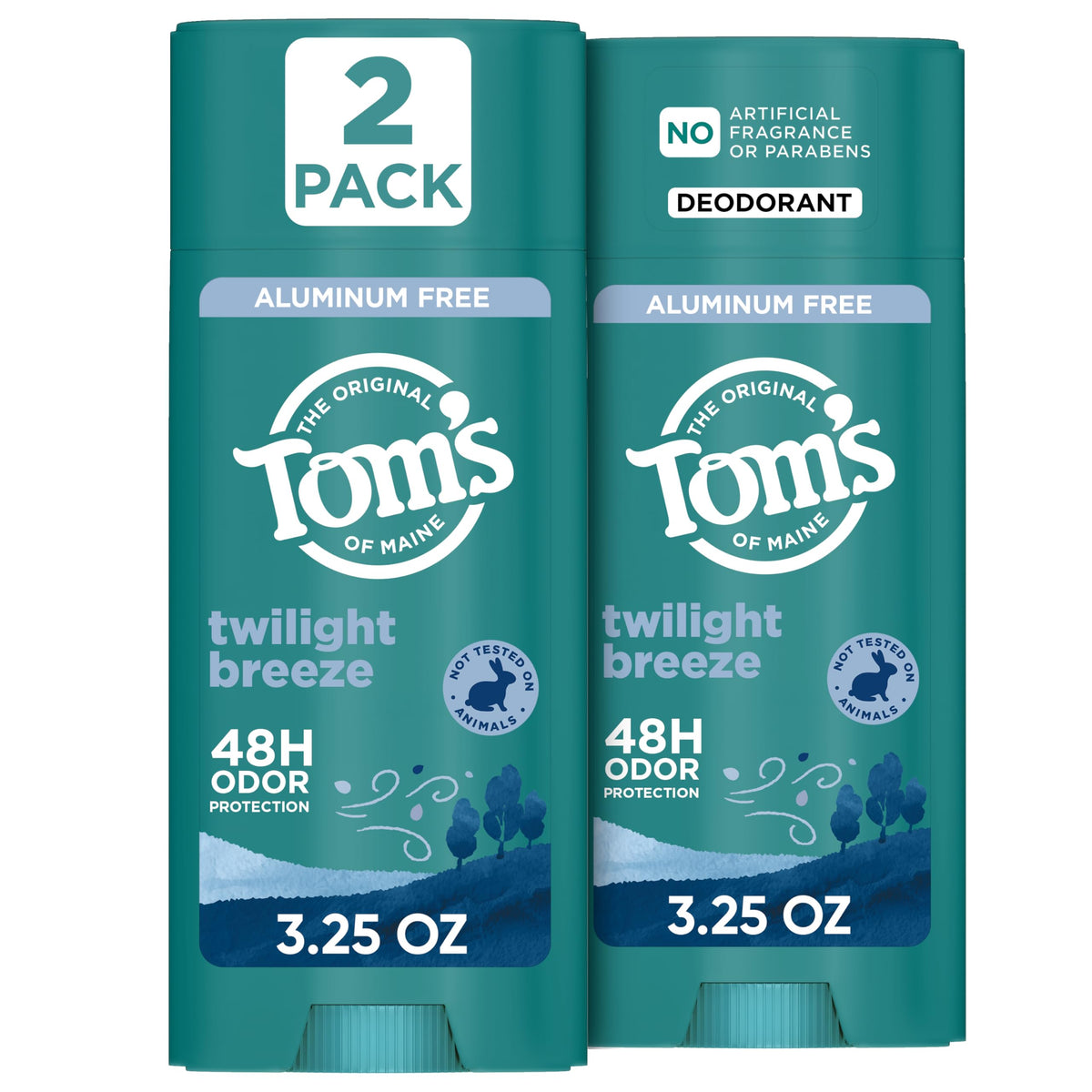 Tom's of Maine Twilight Breeze deodorant stick for natural odor control during daily wear.