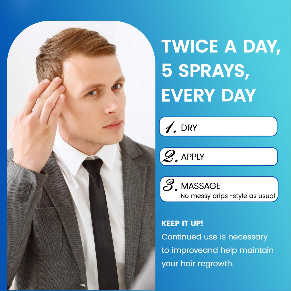 Tomum minoxidil spray daily-use routine in bathroom
