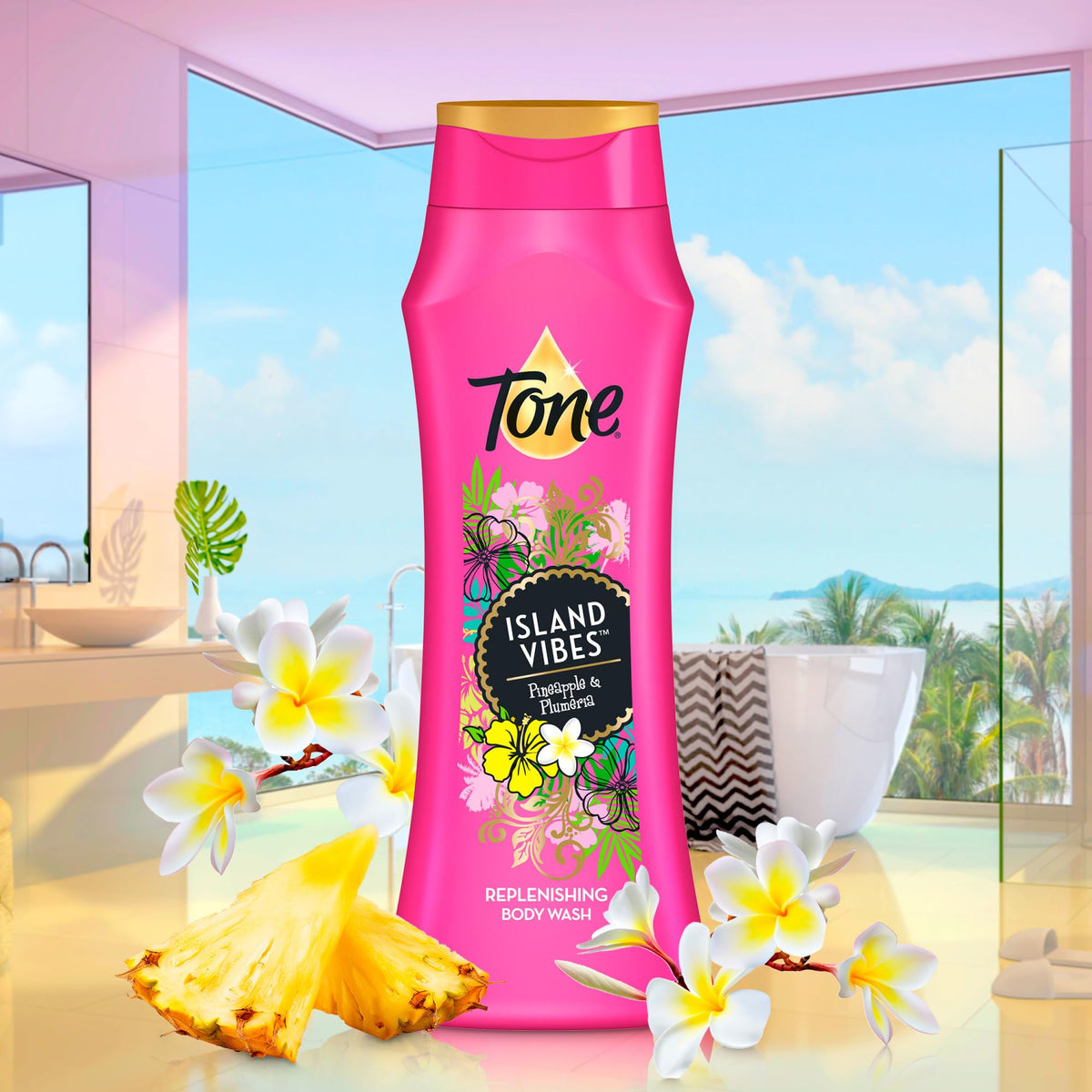 Tone Island Vibes lather on skin for a refreshing shower ritual.