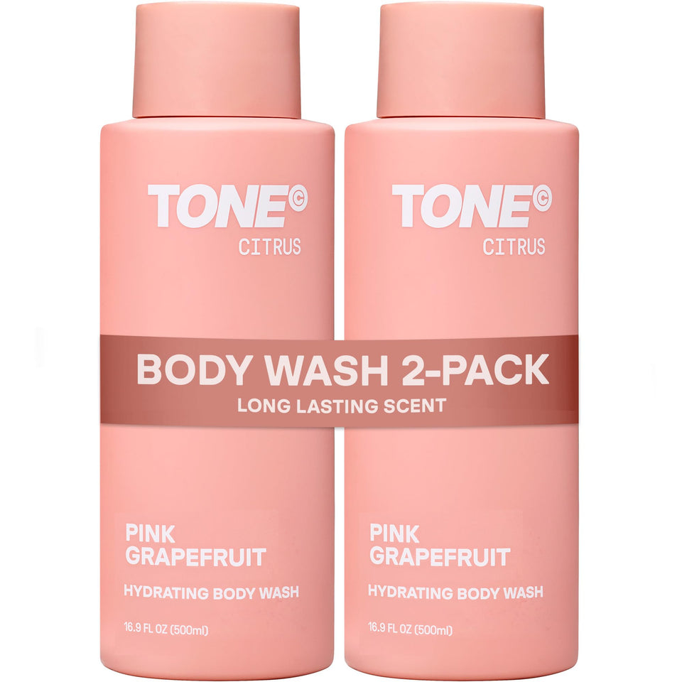 TONE Exclusive Citrus body wash bottle front view for a refreshing start to your day.