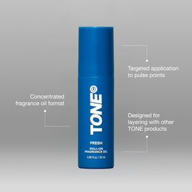 Tone Exclusive fragrance highlights amber and jasmine for a balanced base.
