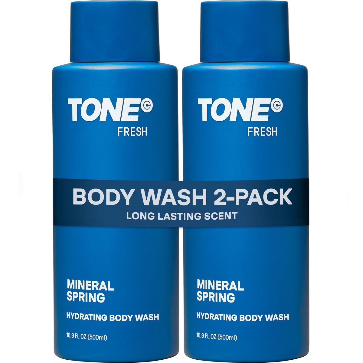 TONE Exclusive Hydrating Body Wash bottle on shelf highlighting fresh scent.