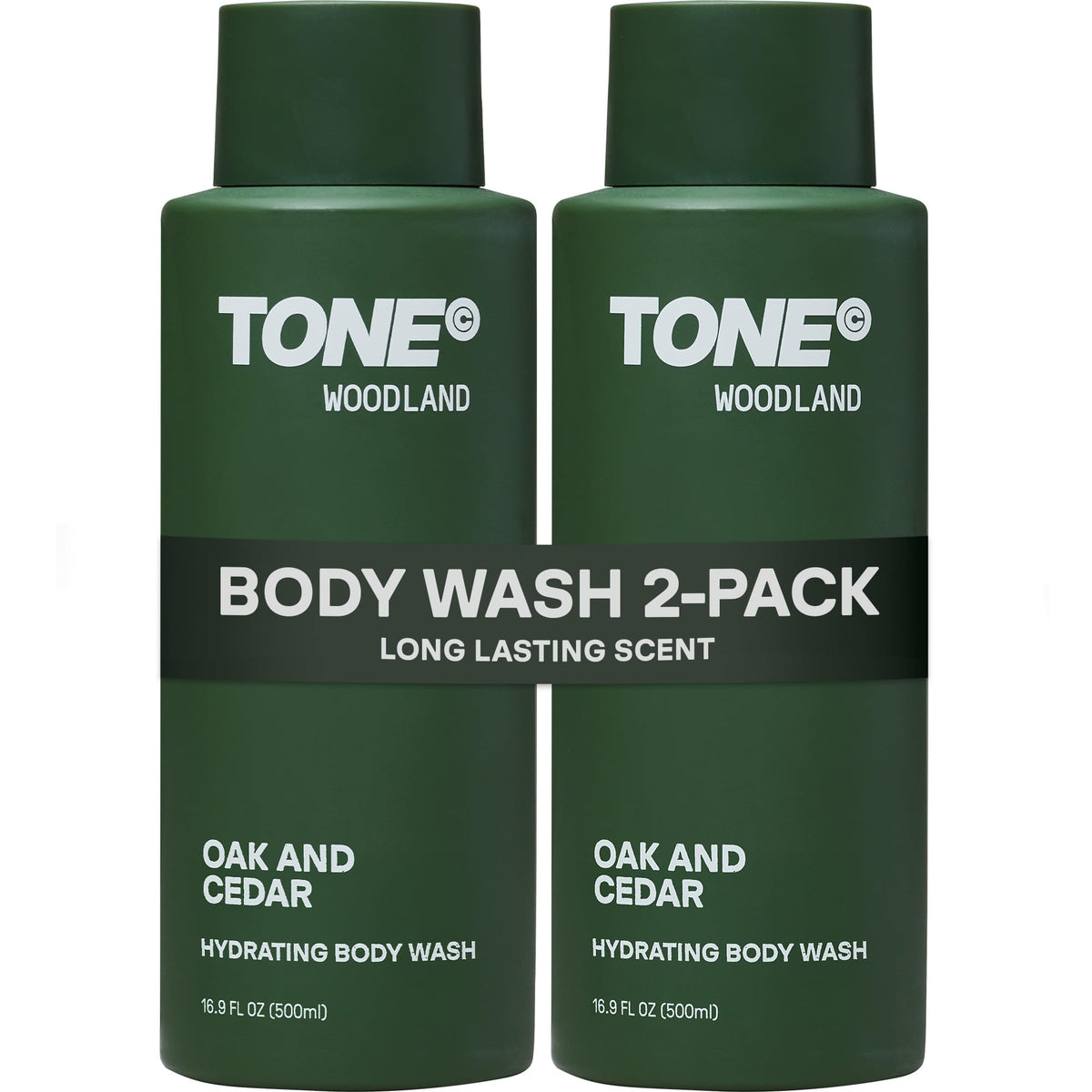 Tone Exclusive Woodland bottle-front highlights hydrating formula for all skin types.