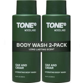 Tone Exclusive Woodland bottle-front highlights hydrating formula for all skin types.