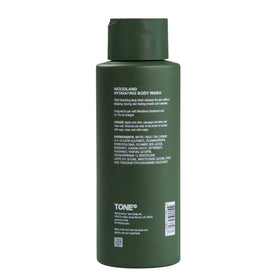 Tone Exclusive Woodland bottle-texture closeup showcases fragrance longevity and moisturizing feel.