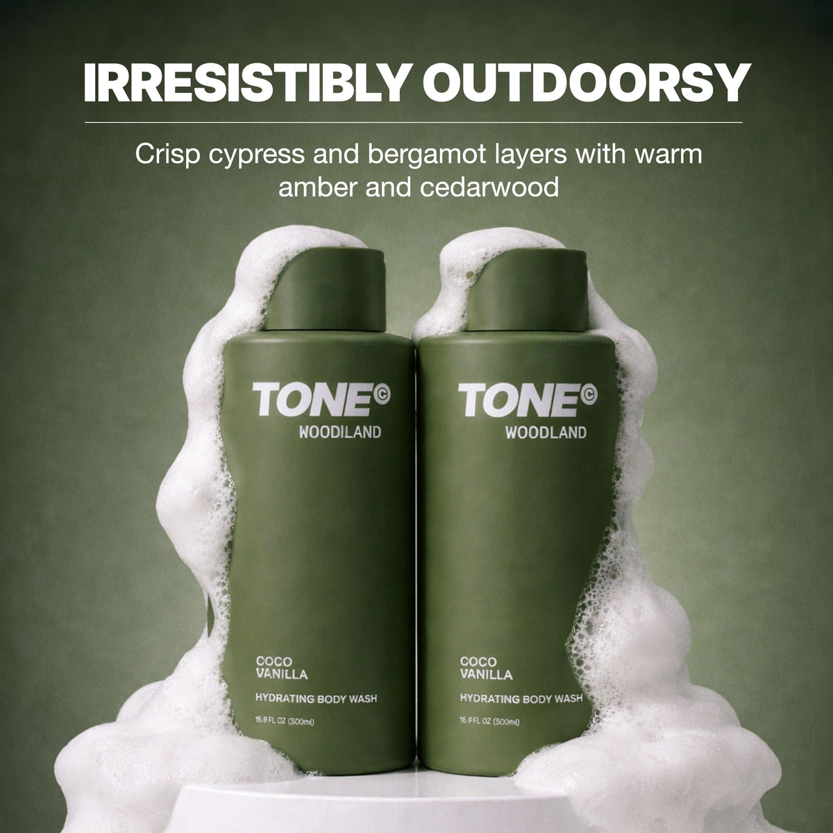 Tone Exclusive Woodland 2-pack view emphasizes convenient daily shower routine.
