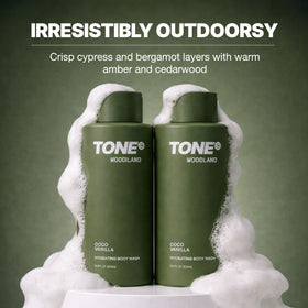 Tone Exclusive Woodland 2-pack view emphasizes convenient daily shower routine.