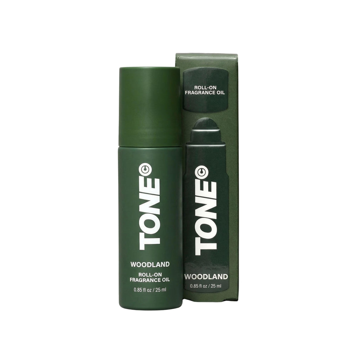 TONE Exclusive Woodland roll-on bottle close-up shows a long-lasting fragrance.