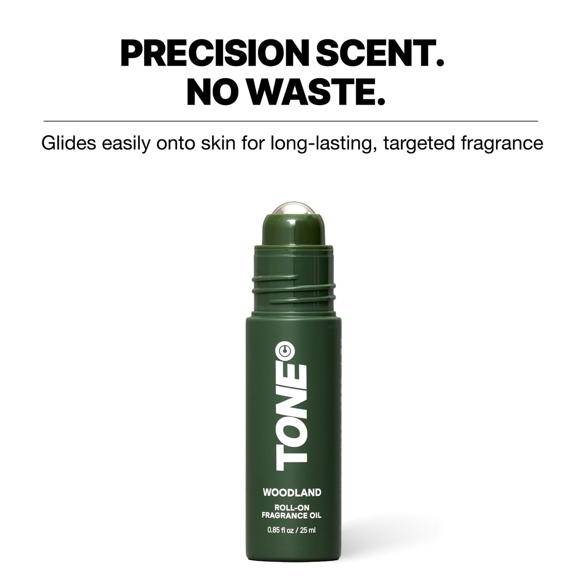TONE Exclusive Woodland roll-on cap ready for precise application.