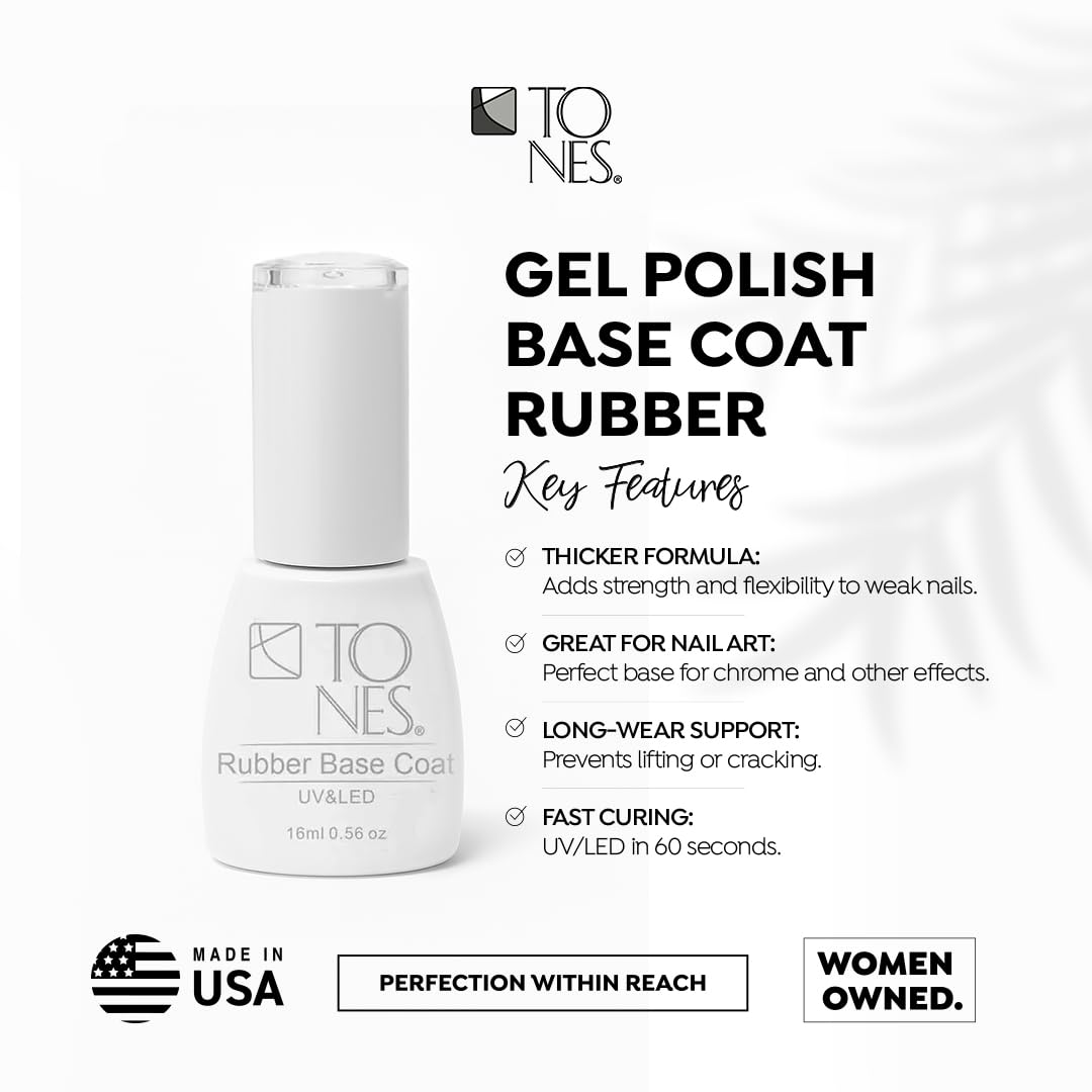 TONES Rubber Base Coat brush glides smoothly for a streak-free base.