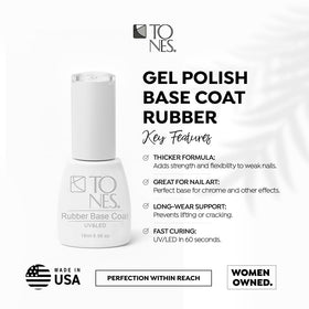 TONES Rubber Base Coat brush glides smoothly for a streak-free base.
