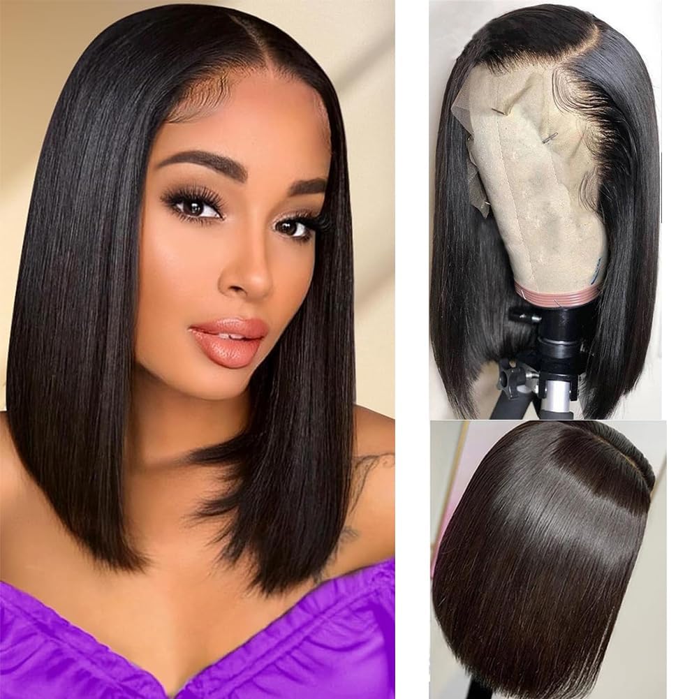 TONGMAY lace front bob wig 14in front view shows natural hairline for daily wear.