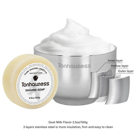 Tonhawness stainless steel stand displays the kit with a modern touch.