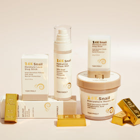 Smooth mist application on skin with TONYMOLY 24K Snail Serum Mist.